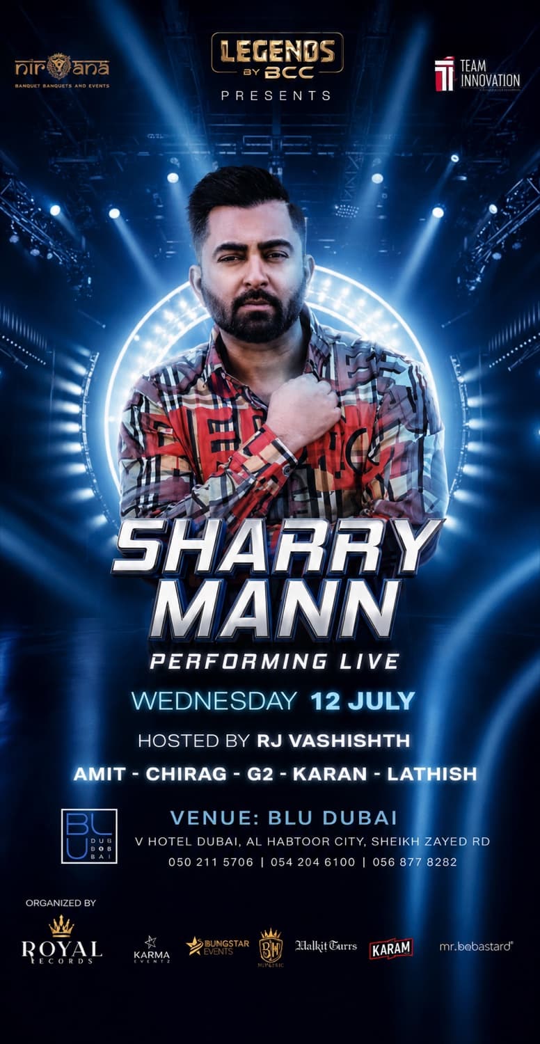 Poster — Sharry Mann performing live at Blu Dubai