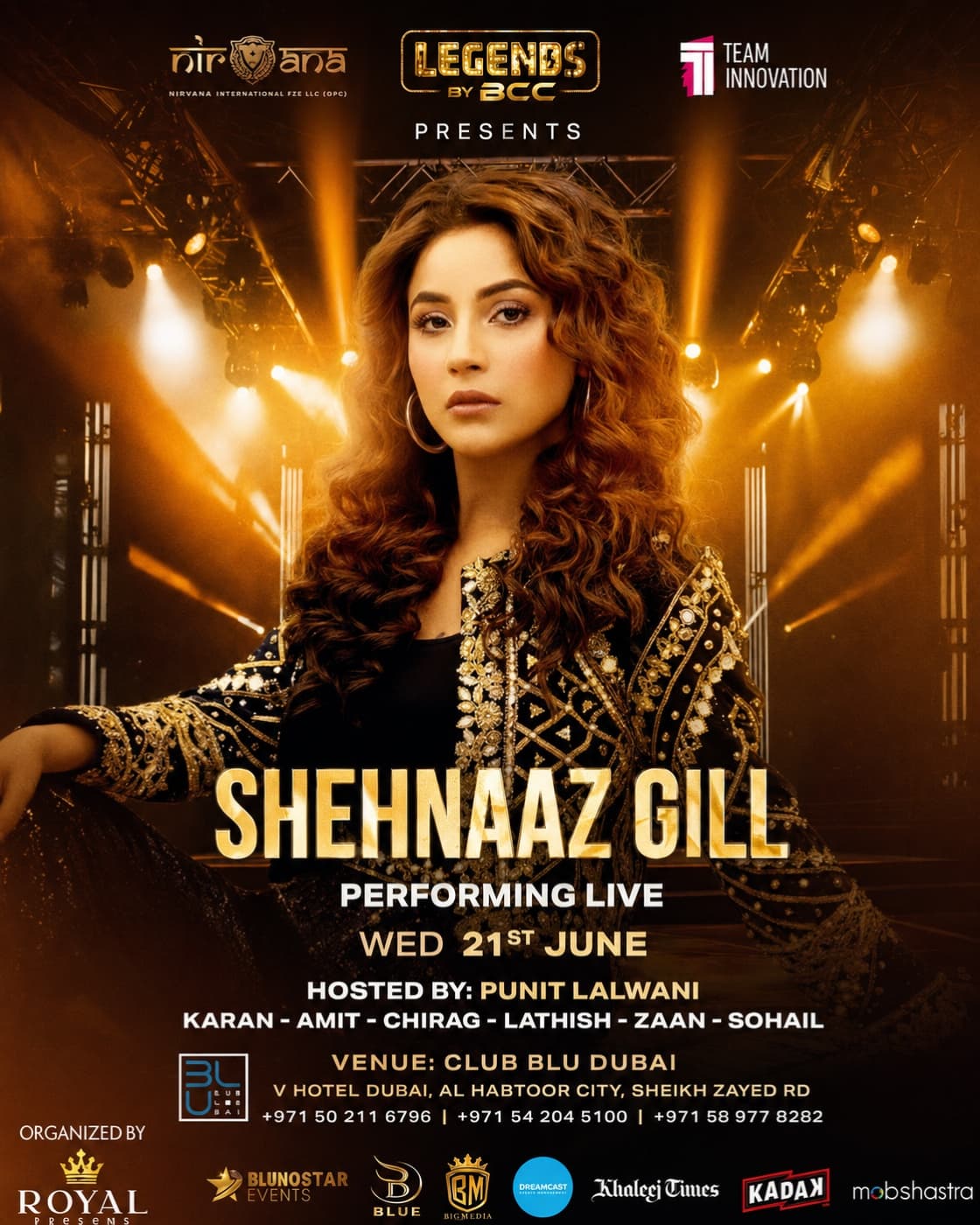 Poster — Shehnaaz Gill performing live at Club Blu Dubai